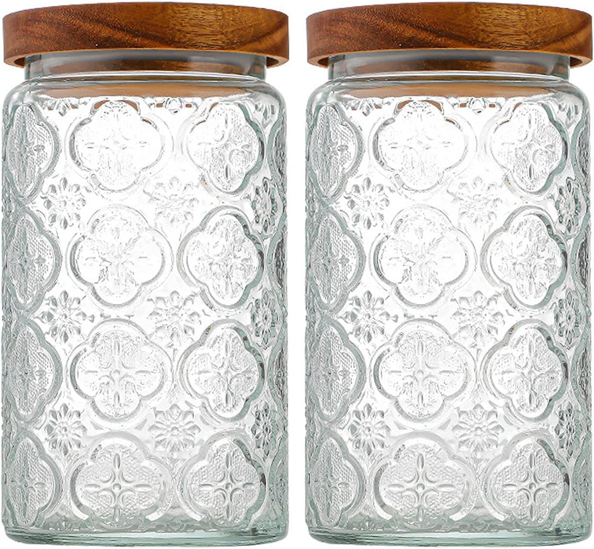 Food Storage Containers Glass - 35oz/1000ml Glass Storage Jars with Nature