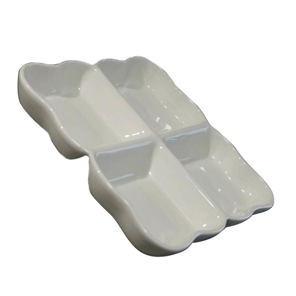 Food Storage For Restaurant - 4-Compartment Food Storage Plate Ceramic Dish