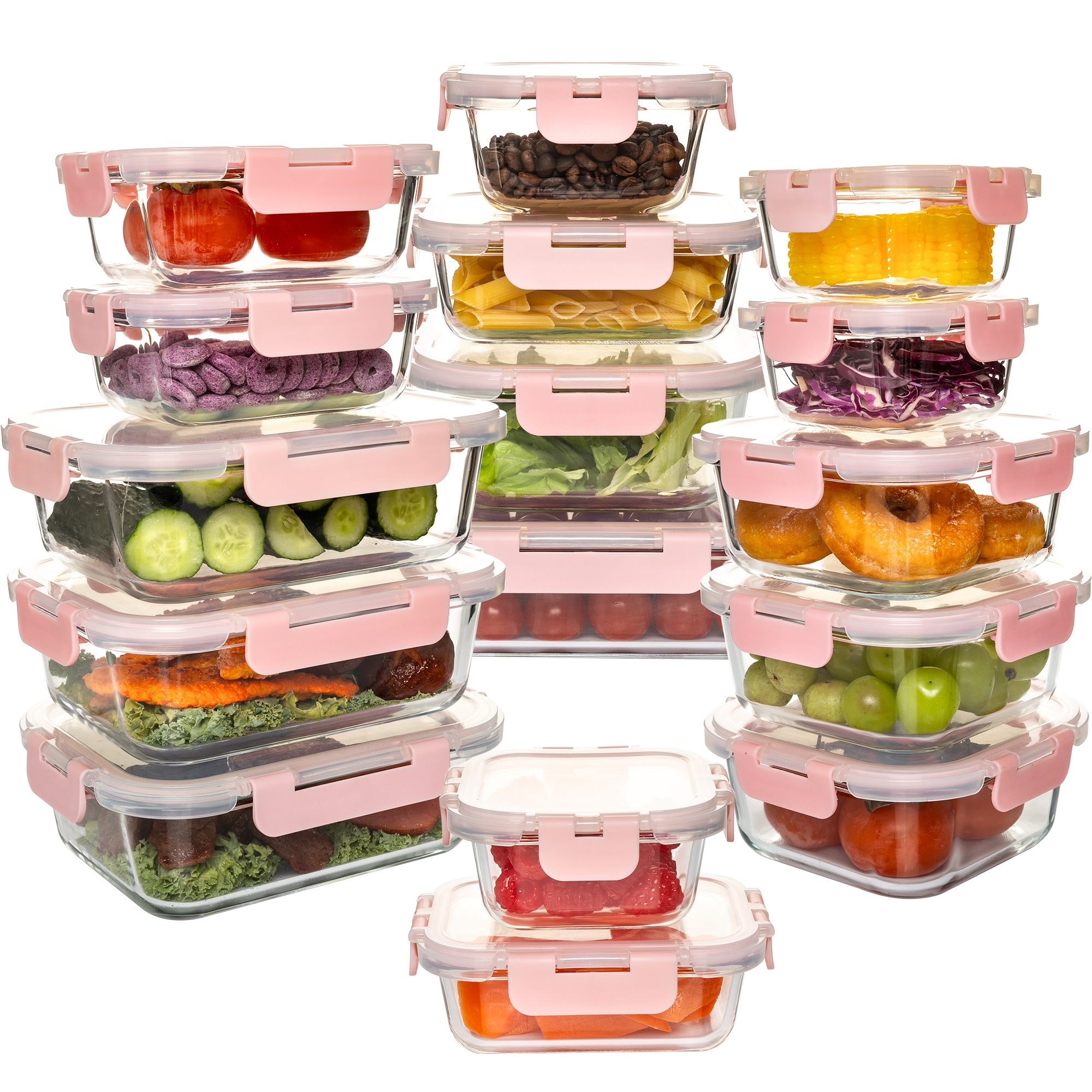 Food Storage Jar Set - 16-Piece Glass Food Storage Containers Set,