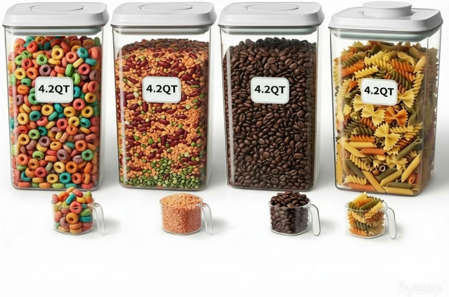 Food Storage Pantry - 4 Pcs Large Pop Airtight Food
