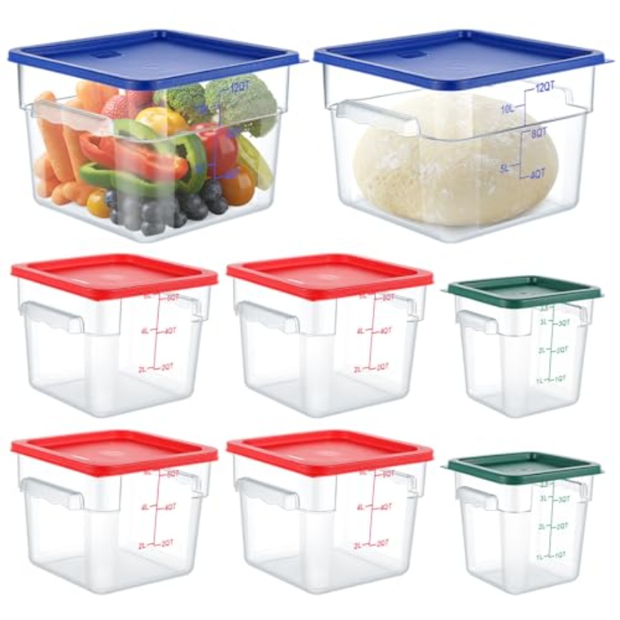 Food Storage Quart Containers - 8 Set Square Food Storage Containers