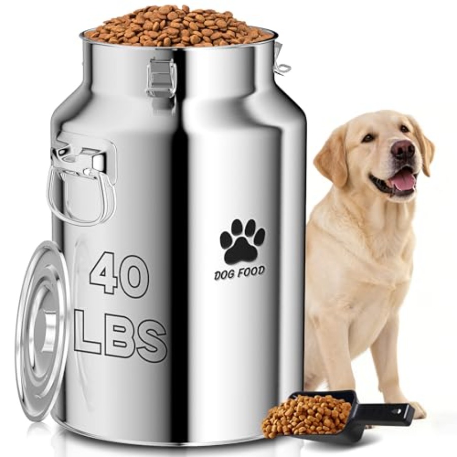 Food Storage For Dog - 40Lbs Large Metal Dog Food Storage