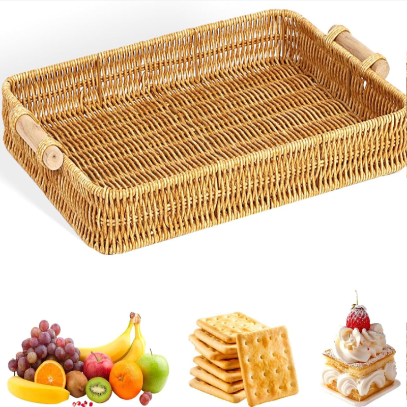 Food Storage For Restaurant - Wicker Tray Rectangular Rattan Tray for