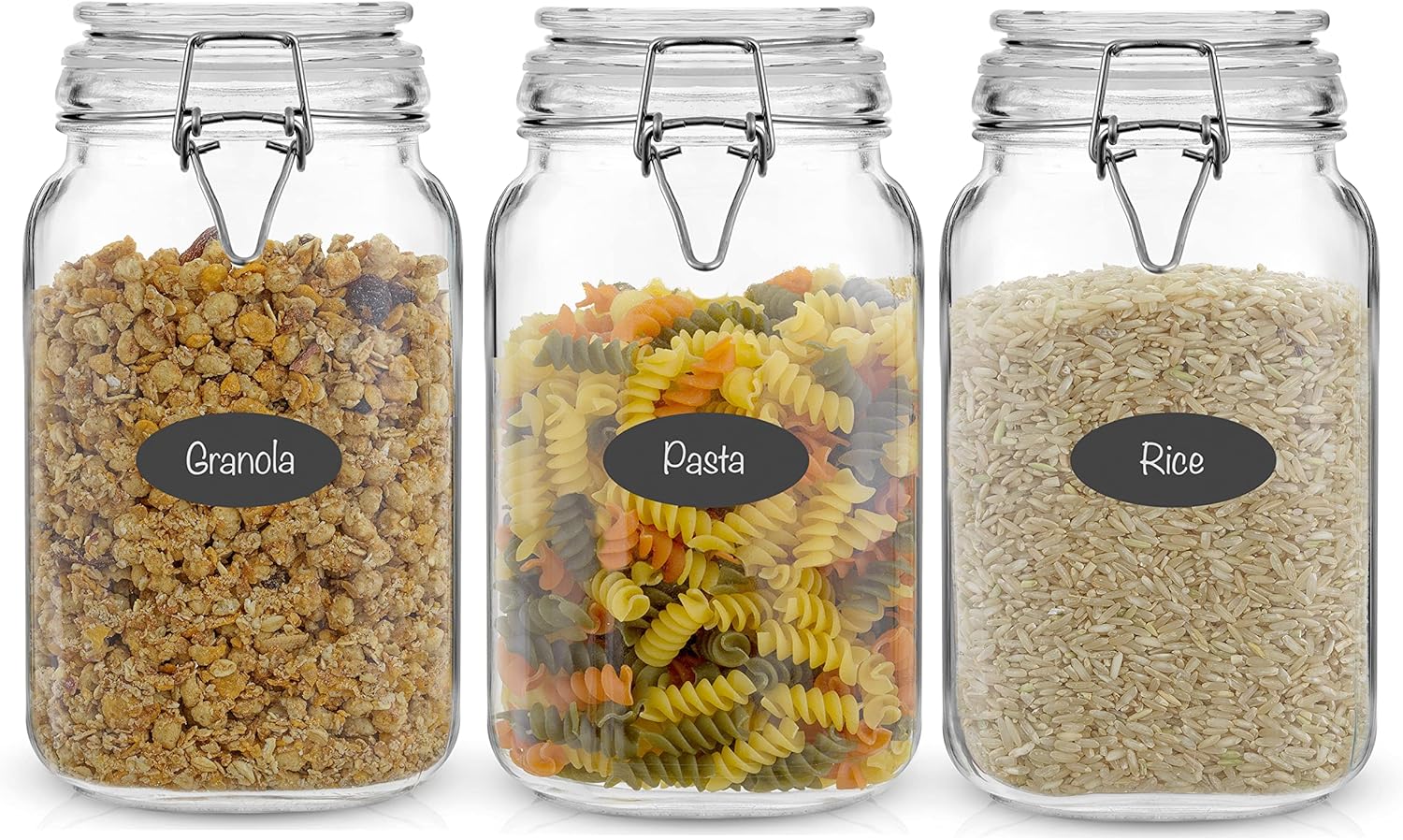 Food Storage Jar Set - Airtight Glass Jars with Lids Set