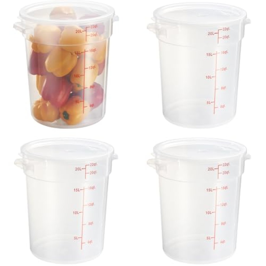 Food Storage Quart Containers - 22 Quart Translucent Round Food Storage