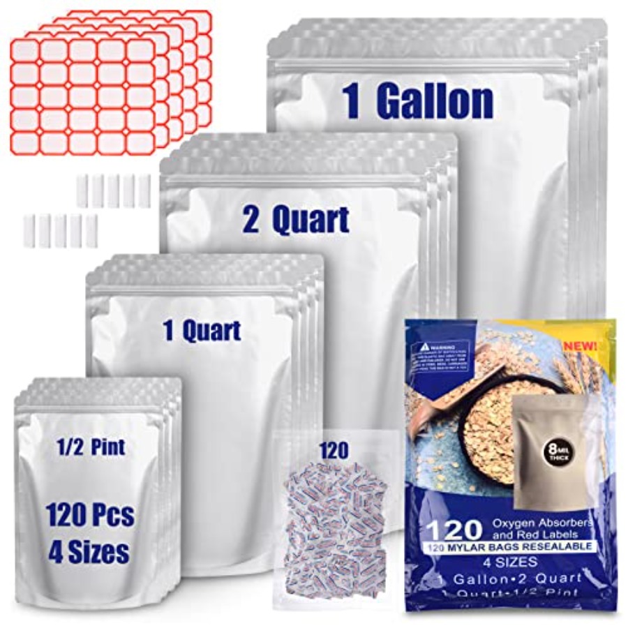 Food Storage Oxygen Absorbers - 120 Mylar Bags for Food Storage