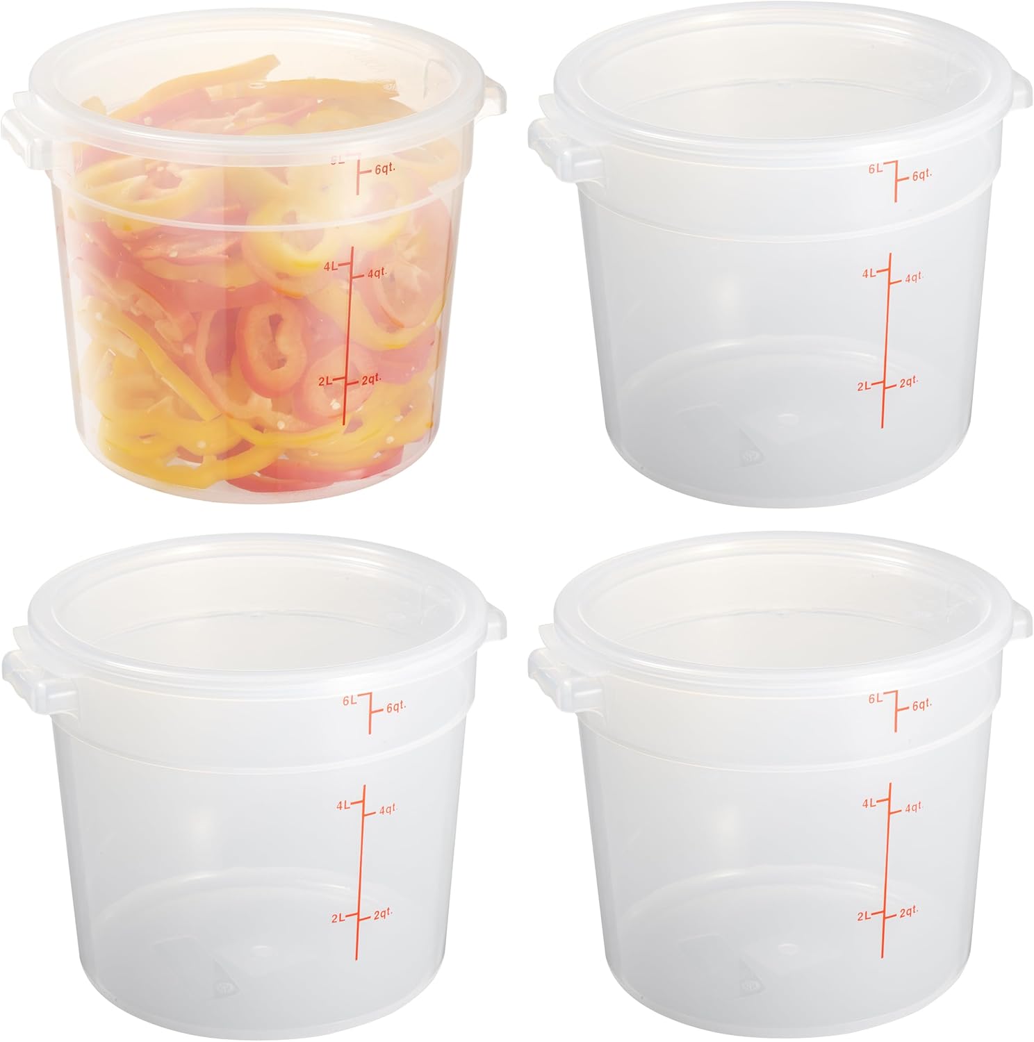 Food Storage Quart Containers - 6 Quart Translucent Food Storage Container
