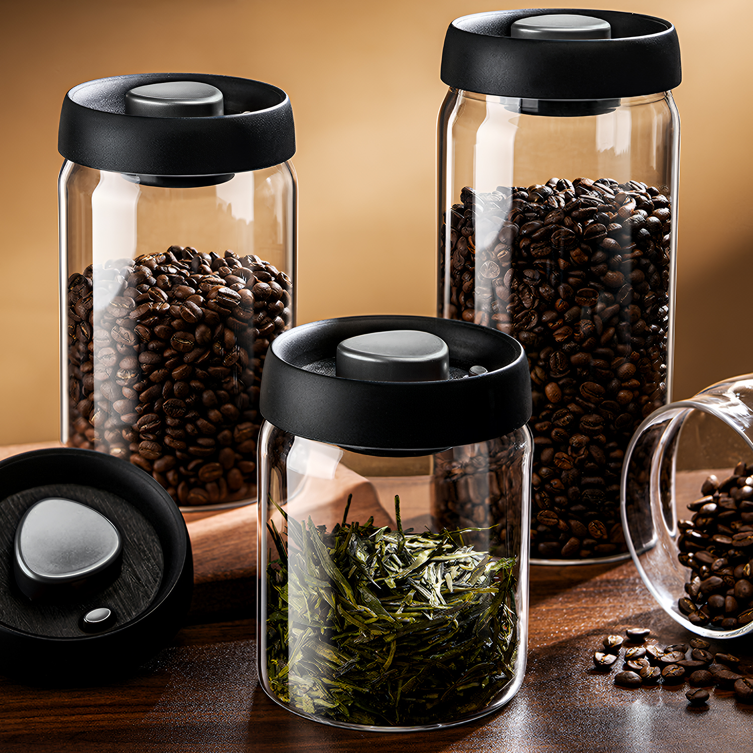 Food Storage Containers Glass - OANKR Vacuum Coffee Canister 500ml 900ml