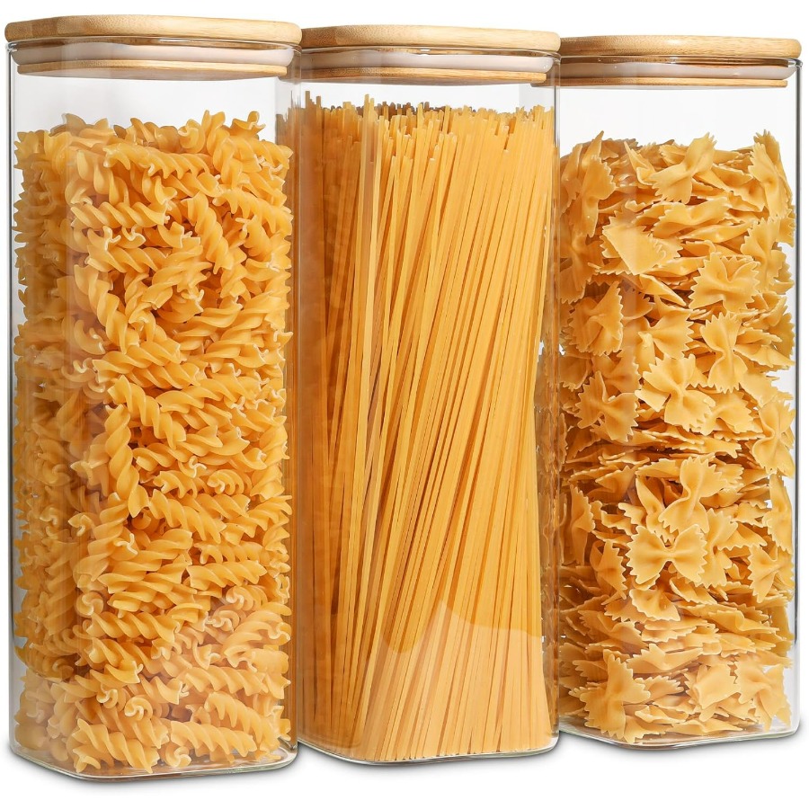 Food Storage Jar Set - Glass Spaghetti Pasta Storage Containers with