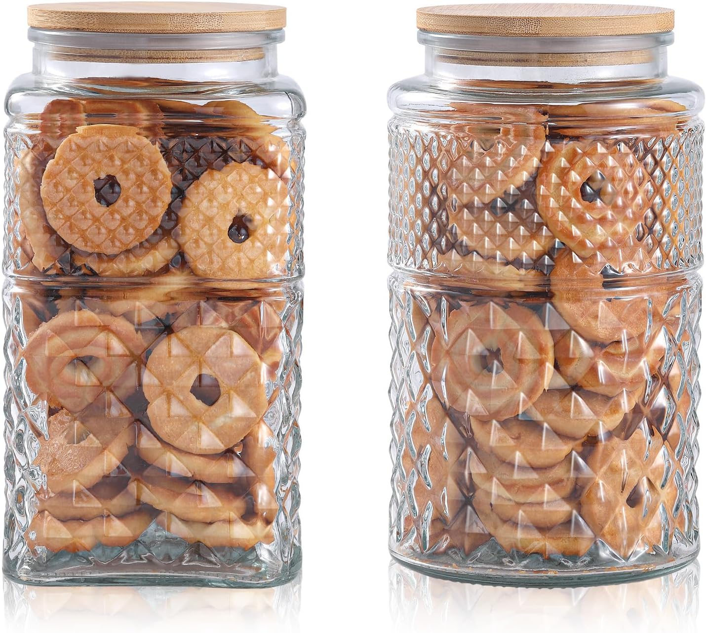 Food Storage Jar Set - 0.7Gallon/2600ml Glass Cookie Jar, Set of