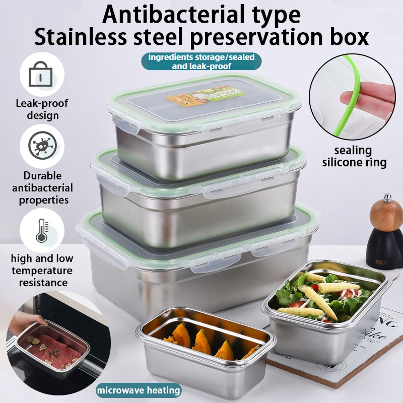 Food Storage Containers Xl - 304Stainless steel fresh-keeping box commercial sealed