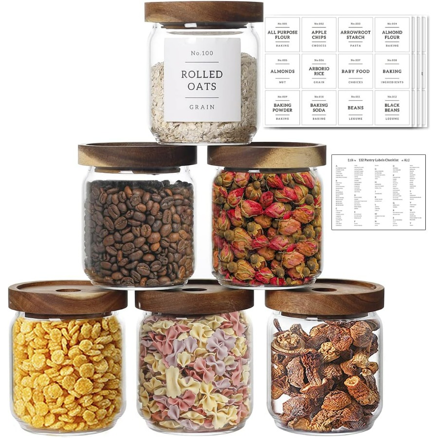 Food Storage Pantry - 16 OZ Stackable Glass Food Storage