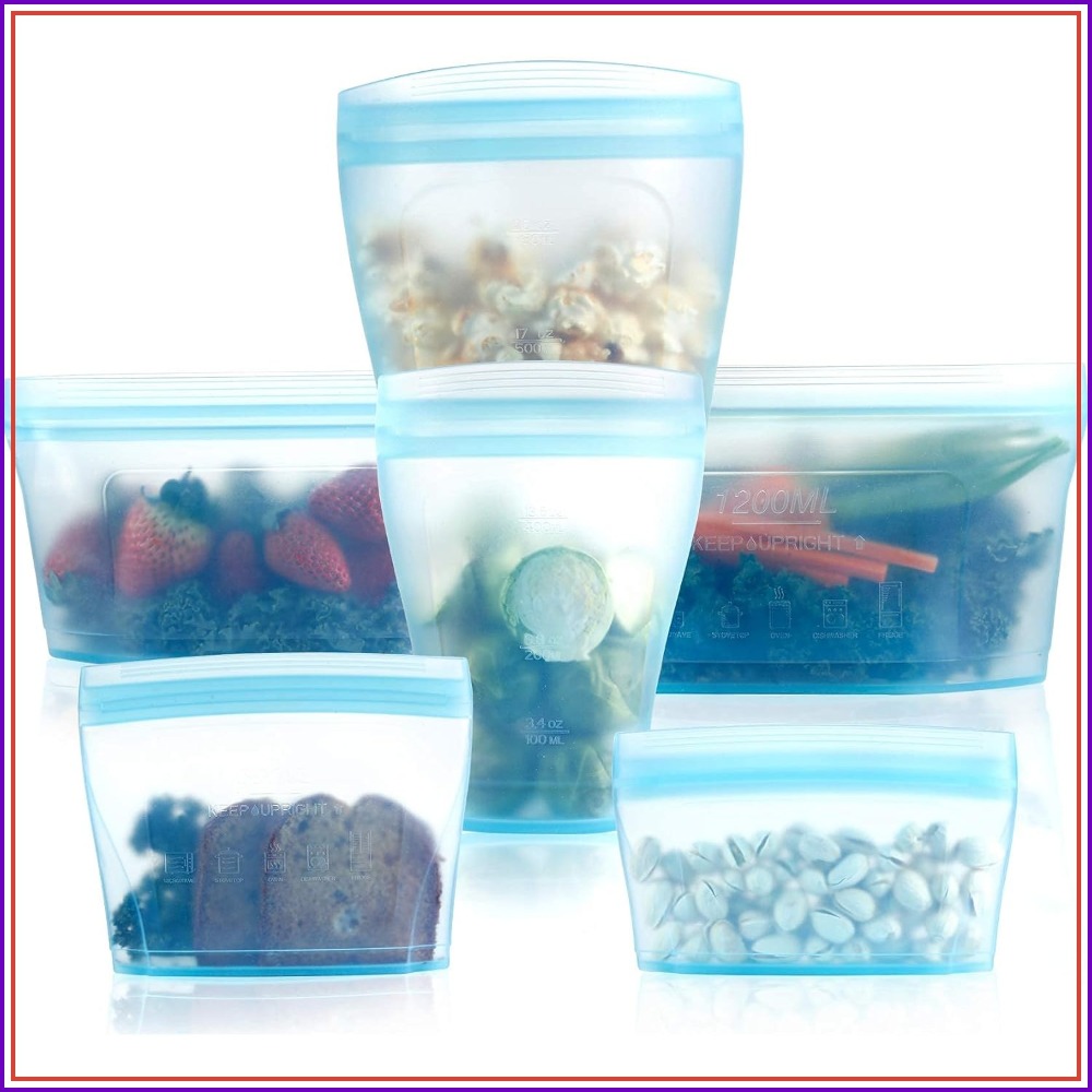 Food Storage Plastic Bag - 6 Pcs Reusable Silicone Food Bags,