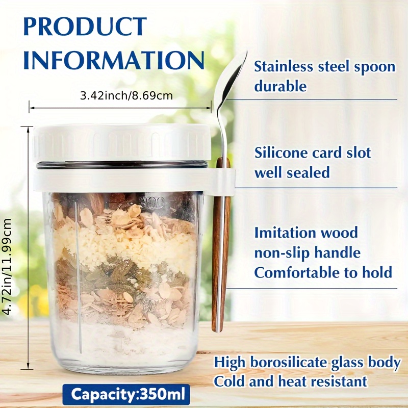1pc/2pcs Glass Oatmeal Cup, Ov - Food Storage Jar Set ulasan dan harga