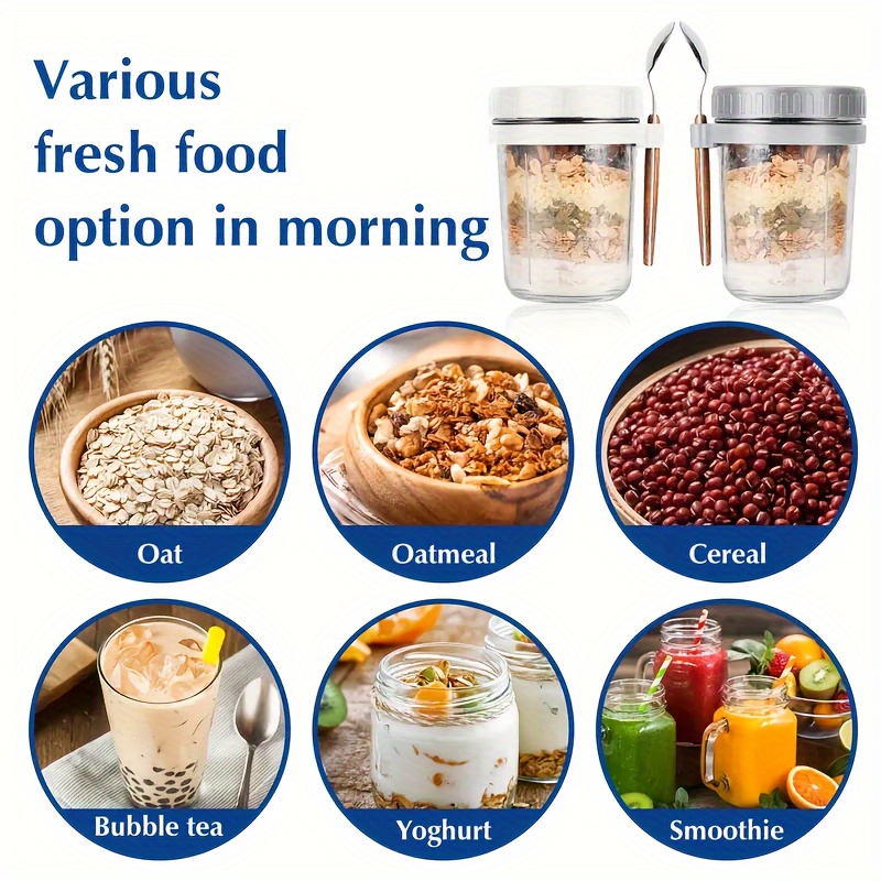 1pc/2pcs Glass Oatmeal Cup, Ov - Food Storage Jar Set ulasan dan harga