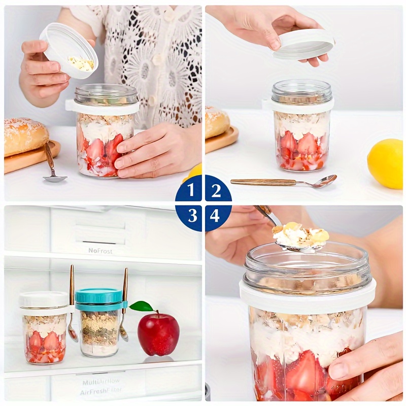 1pc/2pcs Glass Oatmeal Cup, Ov - Food Storage Jar Set ulasan dan harga