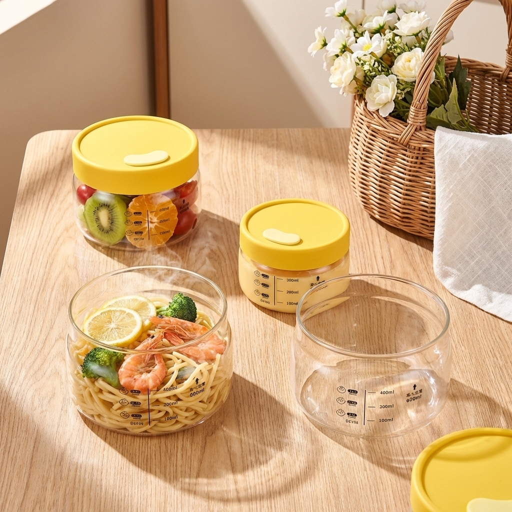 Yellow Glass Food Storage Cont - Food Storage Yellow ulasan dan harga