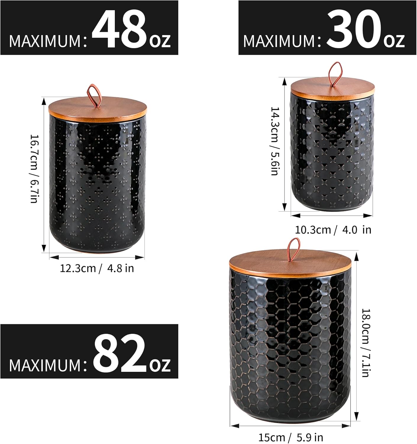 Black Ceramic Canister Set wit - Food Storage Jar Set ulasan dan harga