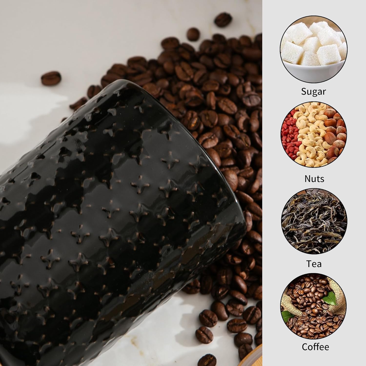 Black Ceramic Canister Set wit - Food Storage Jar Set ulasan dan harga