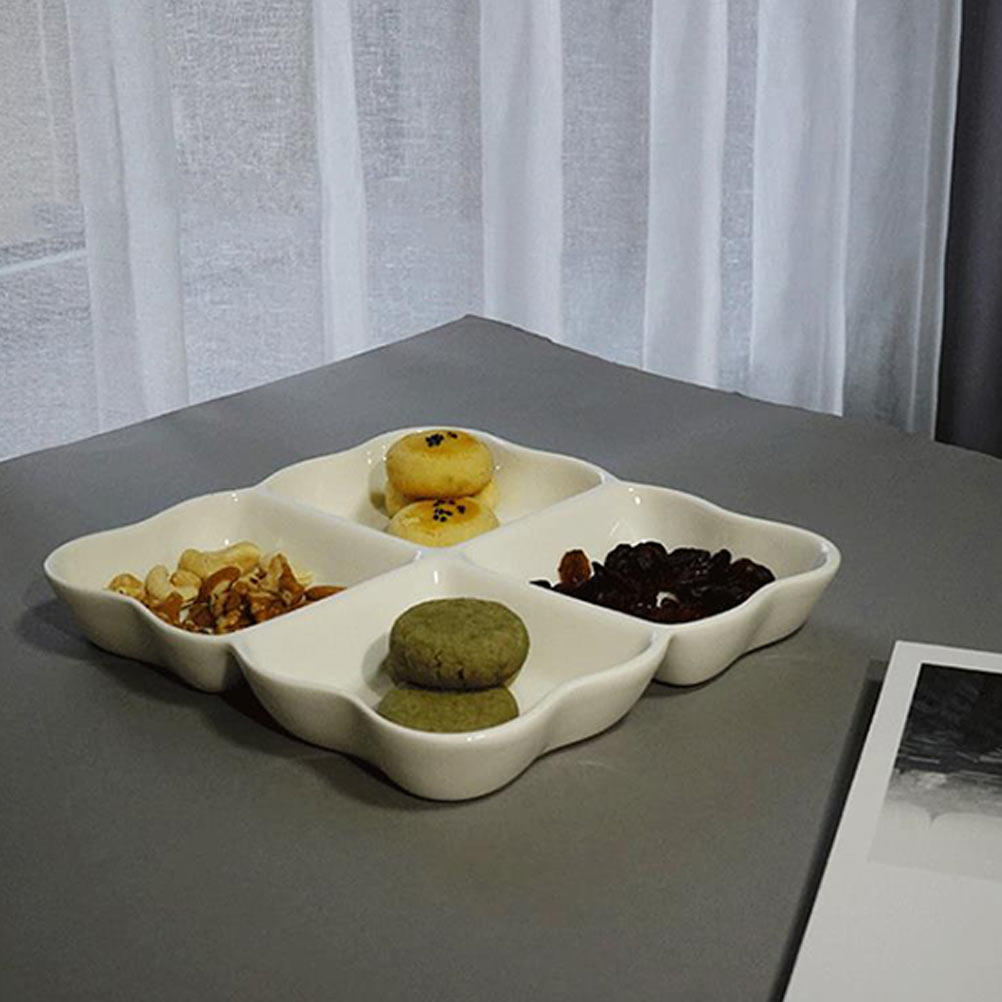 4 Compartment Ceramic Snack Di - Food Storage Home ulasan dan harga