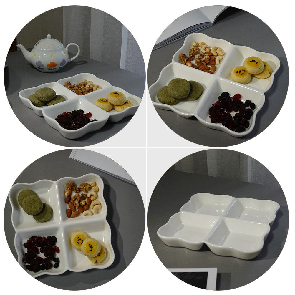 4 Compartment Ceramic Snack Di - Food Storage Home ulasan dan harga