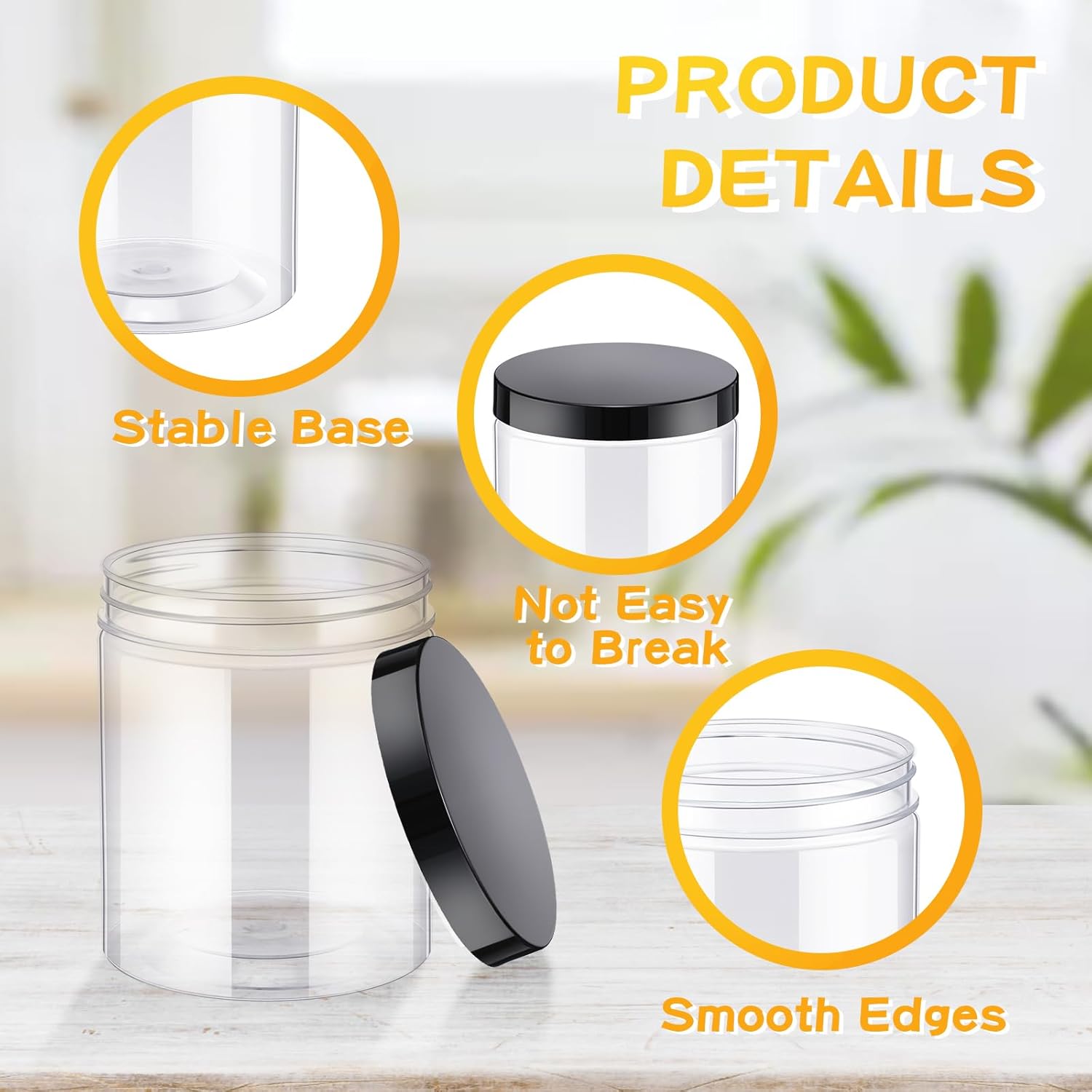 24 Pcs 16oz Plastic Jars with  - Food Storage Containers Glass ulasan dan harga