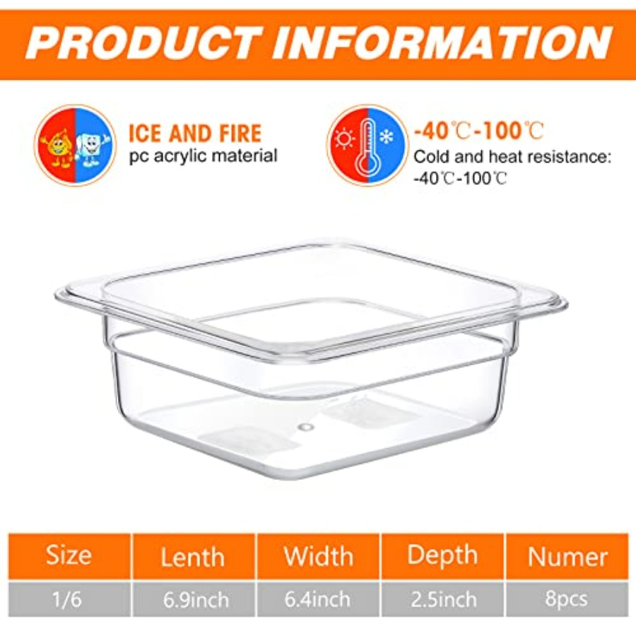 8 Pcs 1/6 Size, 2.6 Inch Deep  - Food Storage For Restaurant ulasan dan harga