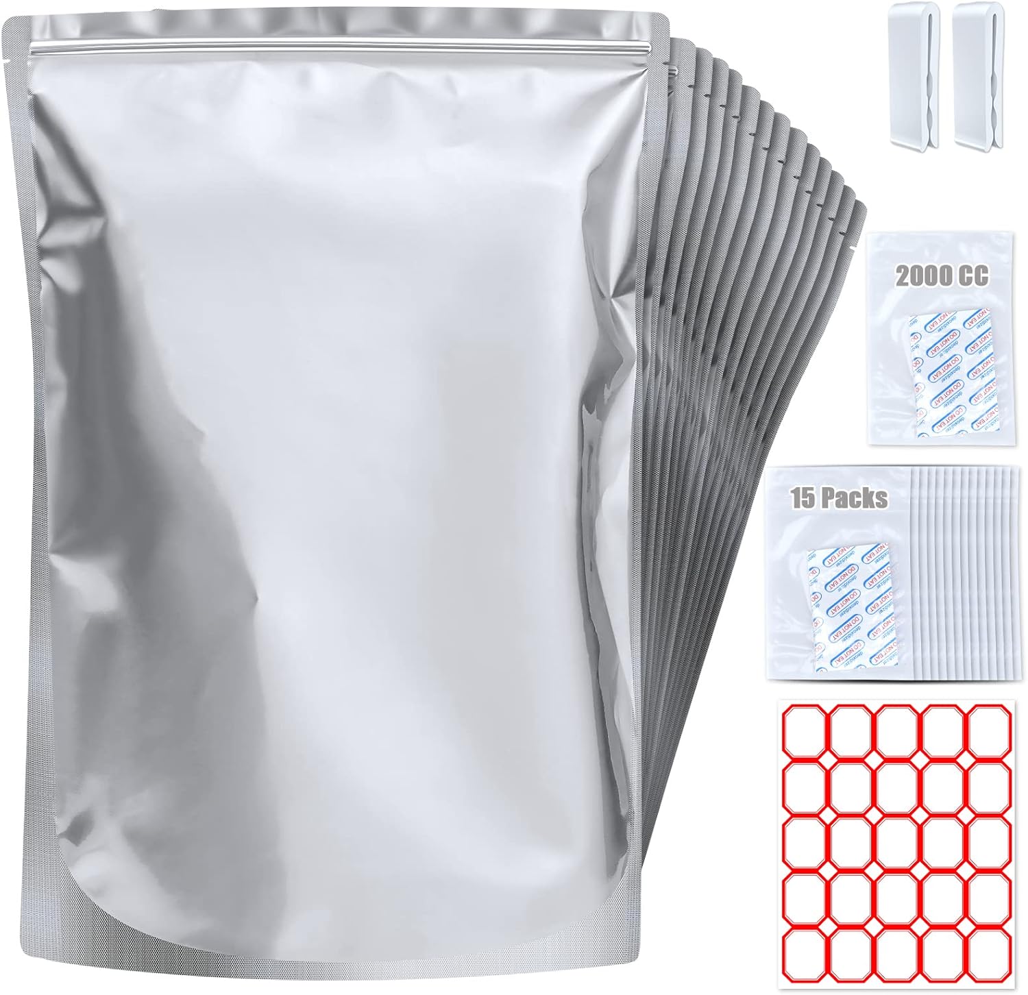15 Pack 5 Gallon Mylar Bags wi - Food Storage Oxygen Absorbers ulasan dan harga