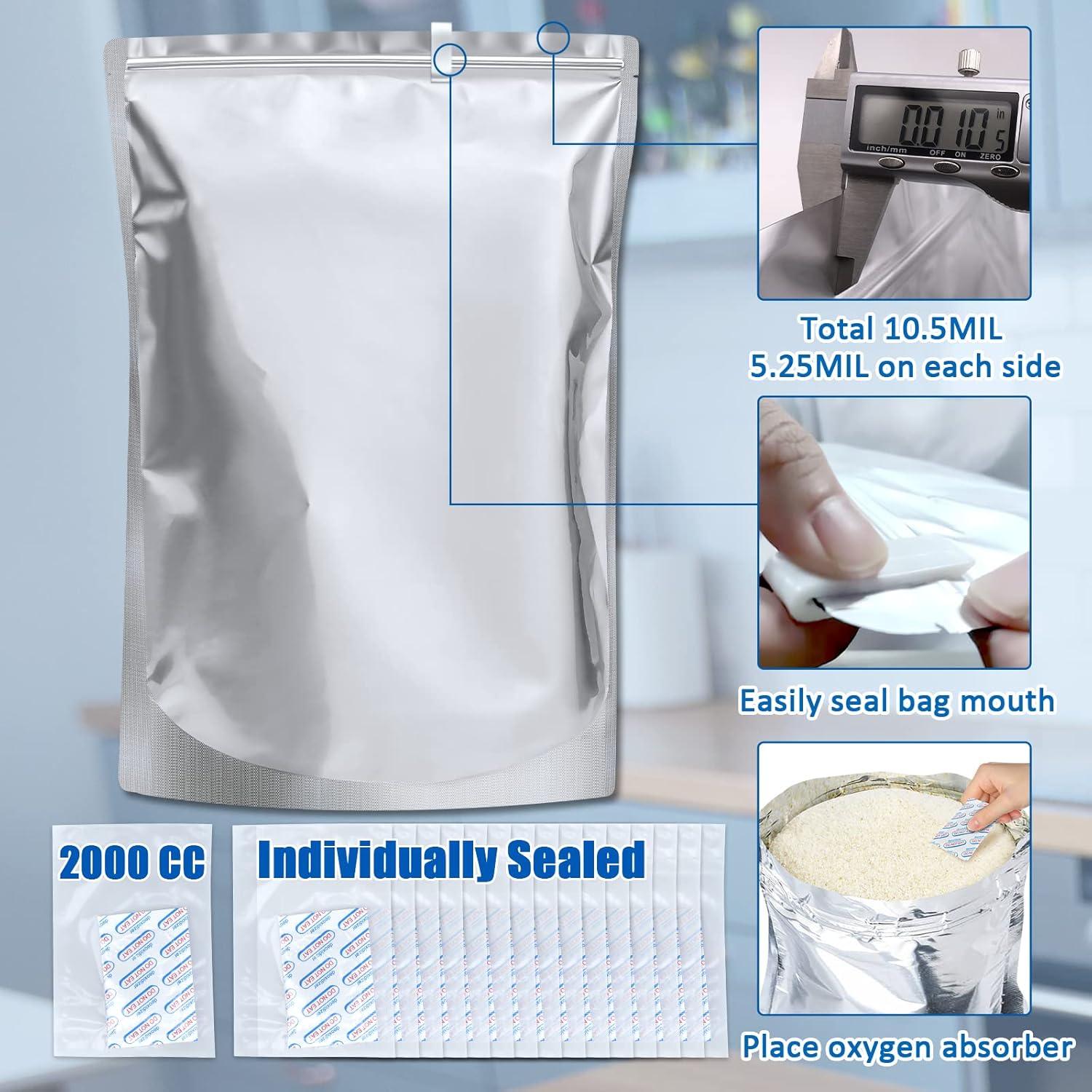 15 Pack 5 Gallon Mylar Bags wi - Food Storage Oxygen Absorbers ulasan dan harga