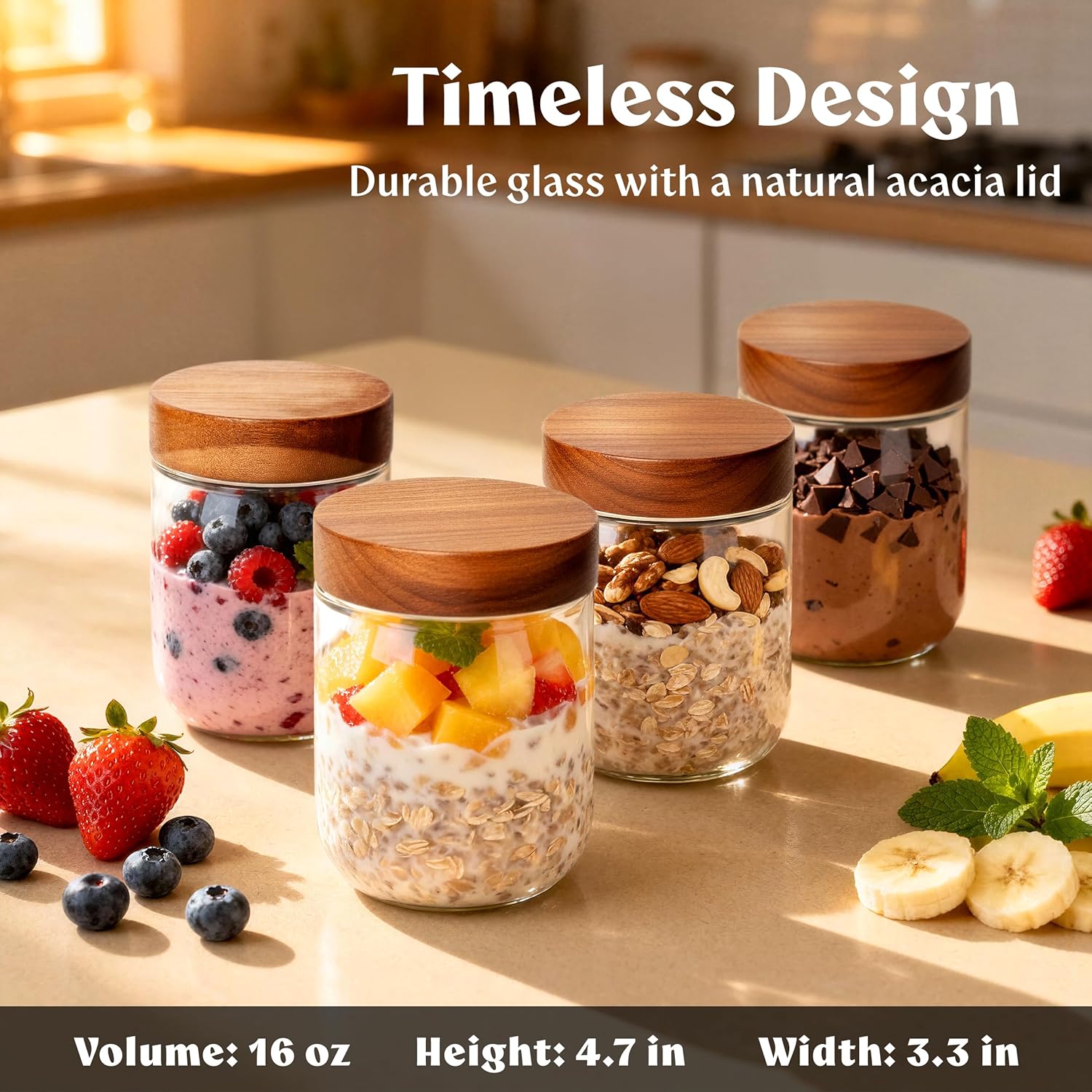 Overnight Oats Containers with - Food Storage Containers Glass ulasan dan harga