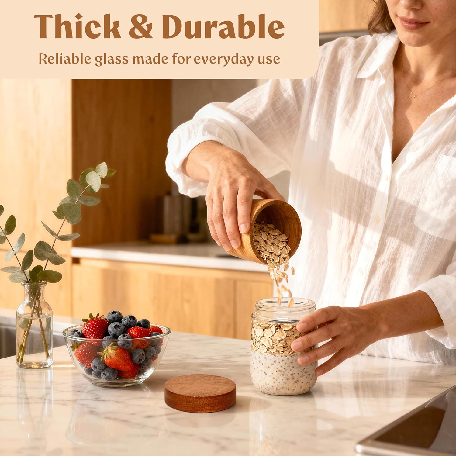 Overnight Oats Containers with - Food Storage Containers Glass ulasan dan harga