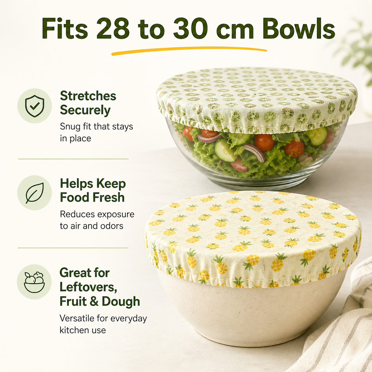 Cotton Bowl Cover, Elastic Edg - Food Storage Yellow ulasan dan harga