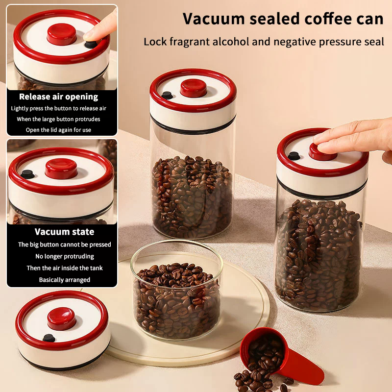 Coffee Beans Vacuum Sealed Tan - Food Storage Containers Glass ulasan dan harga
