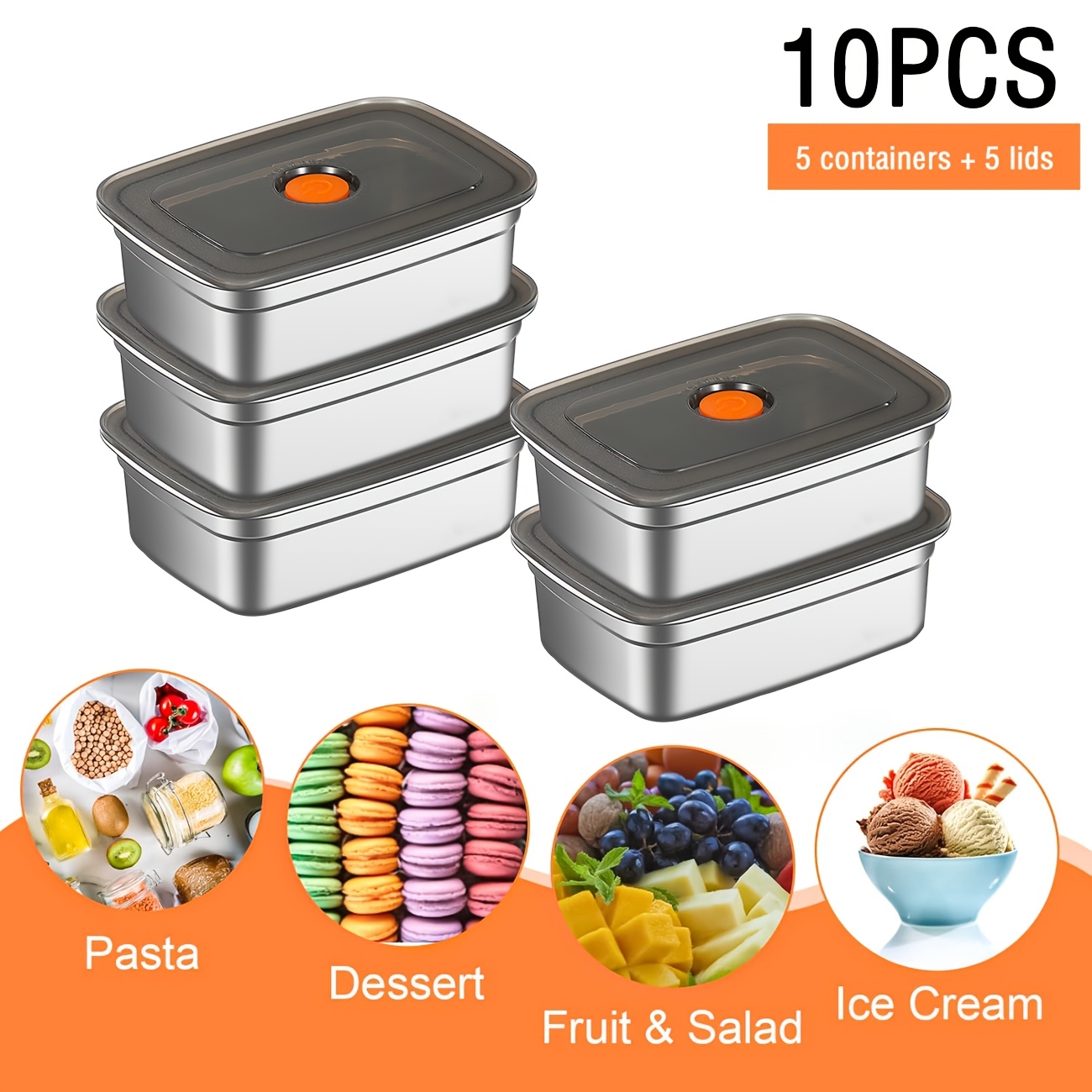 10-Piece Stainless Steel Food  - Food Storage For Restaurant ulasan dan harga