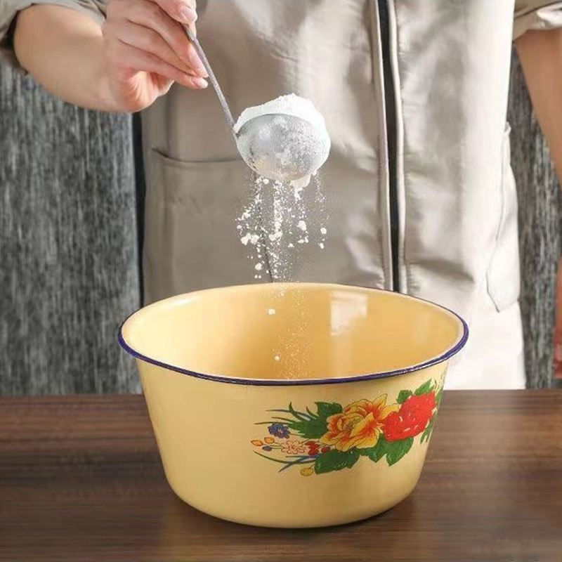 Food Storage Pot Enamel Basin  - Food Storage Yellow ulasan dan harga