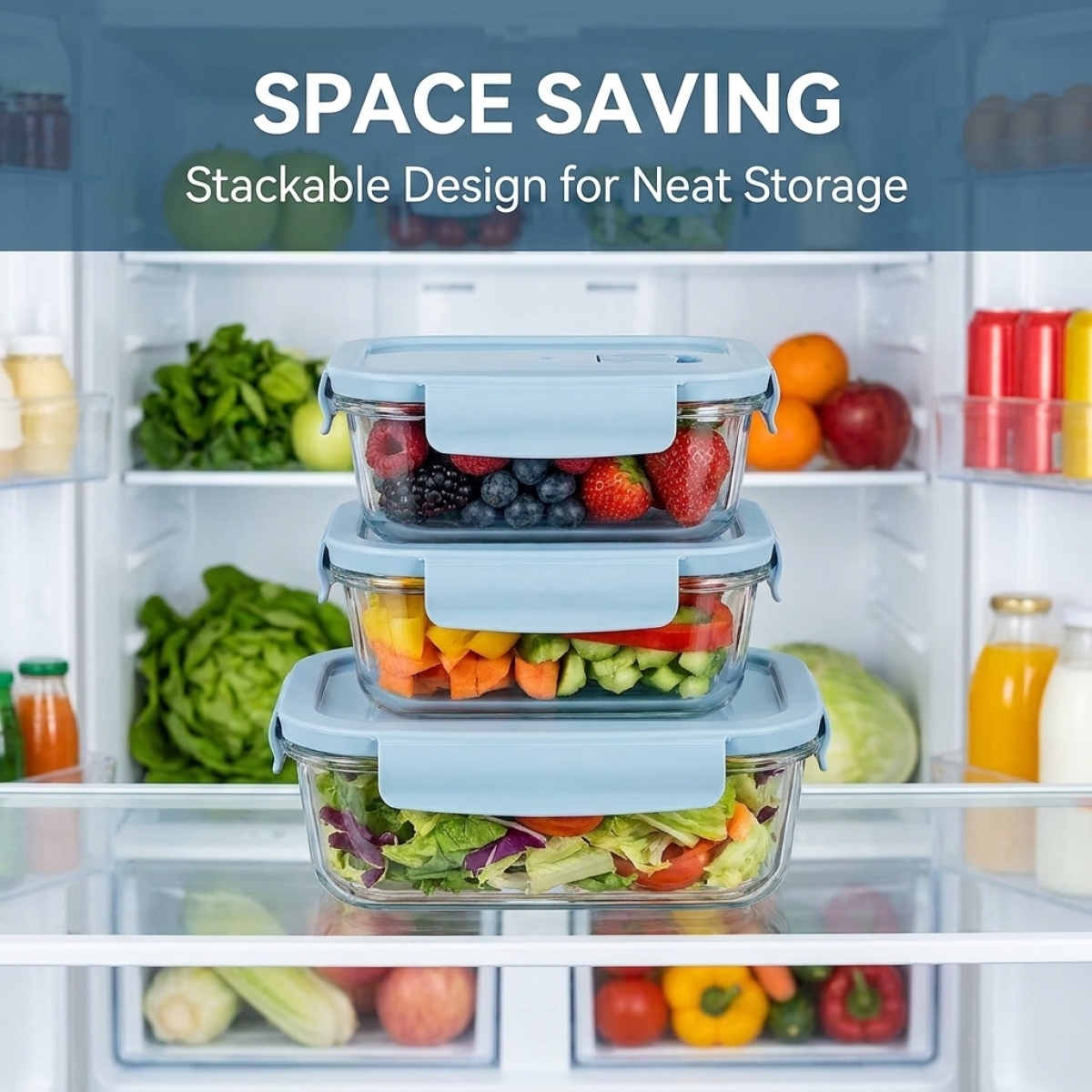 Sky Blue Glass Food Storage Co - Food Storage Home ulasan dan harga