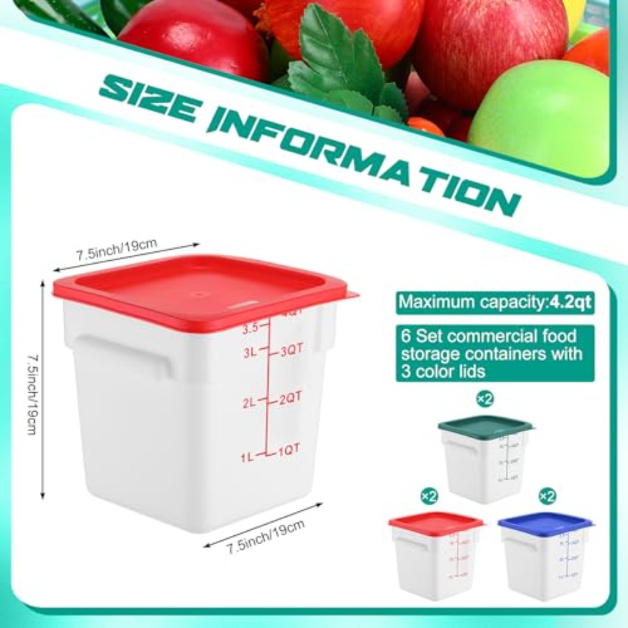 6 Pieces 4 Quart Commercial Fo - Food Storage Quart Containers ulasan dan harga