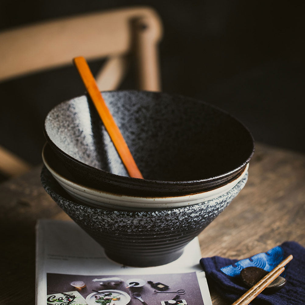 1Pcs Ceramic Ramen Bowl Black  - Food Storage For Restaurant ulasan dan harga