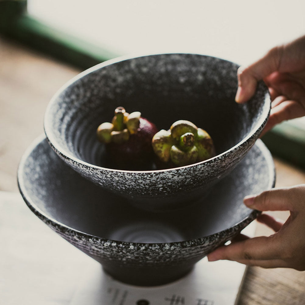 1Pcs Ceramic Ramen Bowl Black  - Food Storage For Restaurant ulasan dan harga