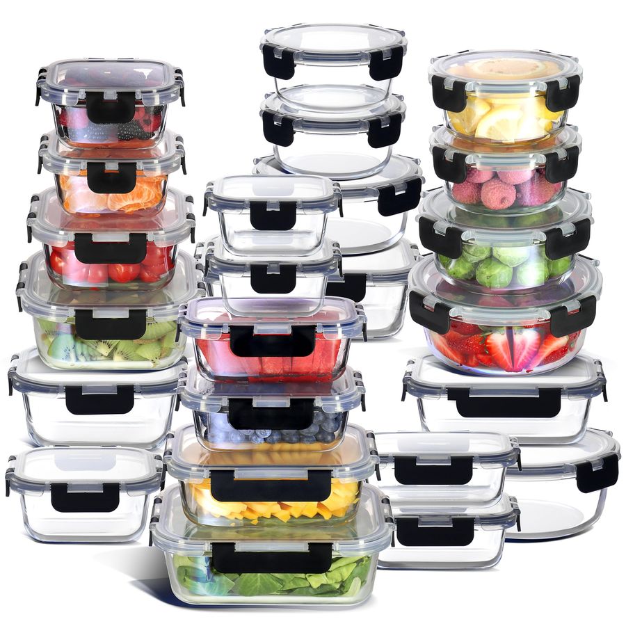 48pc Glass Storage Containers  - Food Storage Pantry ulasan dan harga