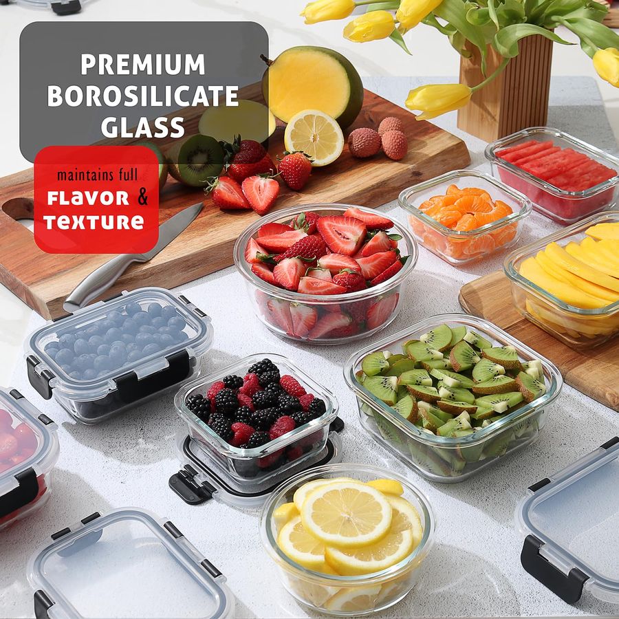 48pc Glass Storage Containers  - Food Storage Pantry ulasan dan harga