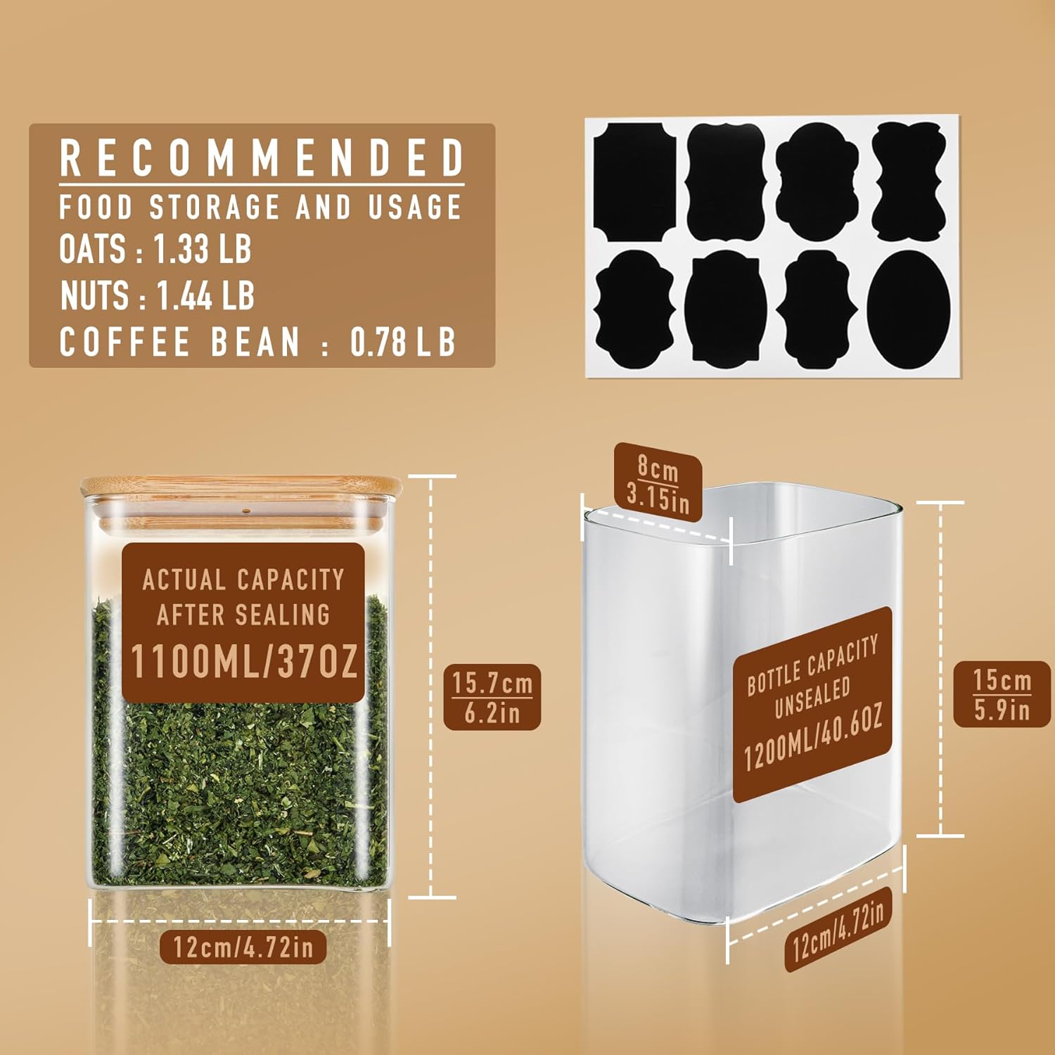 37oz Rectangle Airtight Glass  - Food Storage Pantry ulasan dan harga