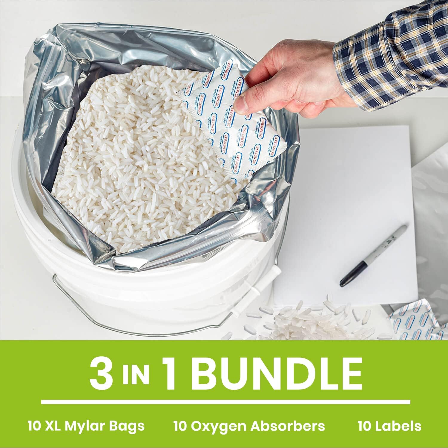 10pcs 5 Gallon Mylar Bags for  - Food Storage Oxygen Absorbers ulasan dan harga
