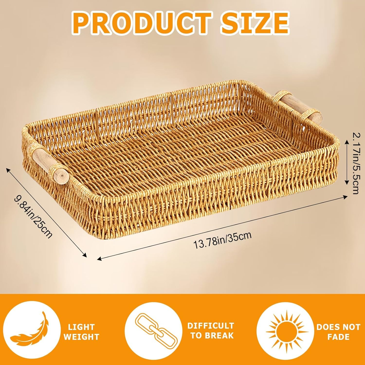 Wicker Tray Rectangular Rattan - Food Storage For Restaurant ulasan dan harga