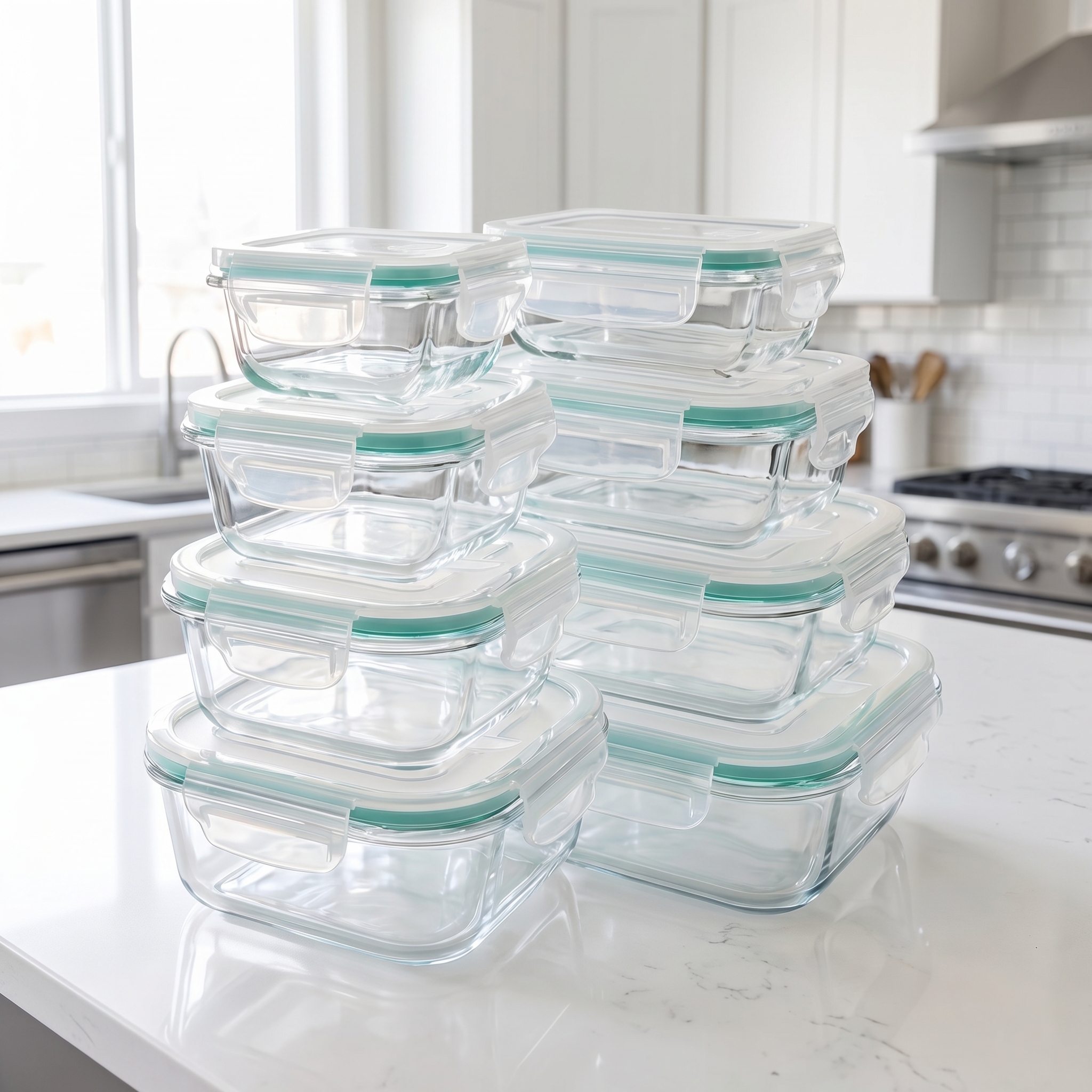 A set of 8 food storage contai - Food Storage Containers Glass ulasan dan harga