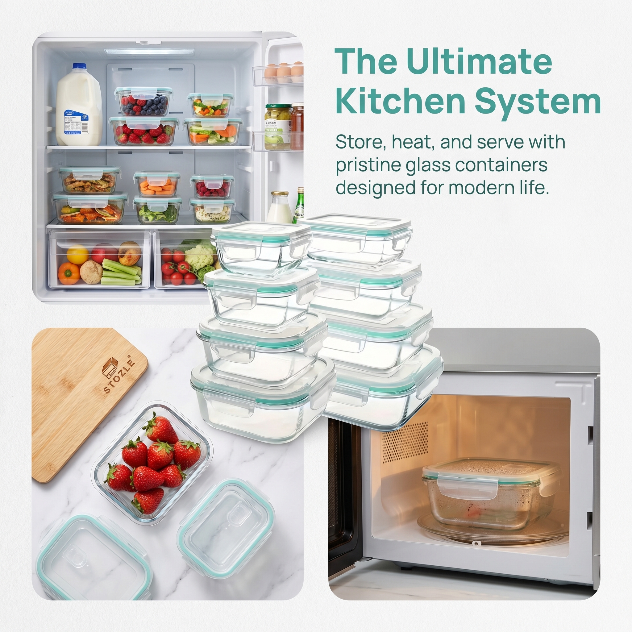A set of 8 food storage contai - Food Storage Containers Glass ulasan dan harga