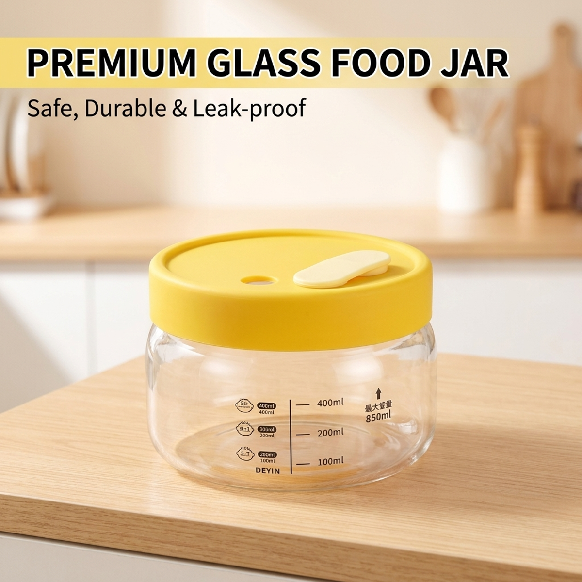 Leakproof Glass Food Storage C - Food Storage Yellow ulasan dan harga