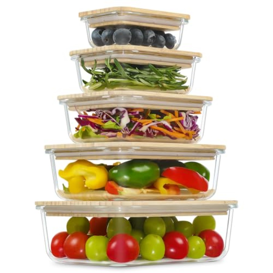 Glass Containers with Bamboo L - Food Storage Pantry ulasan dan harga
