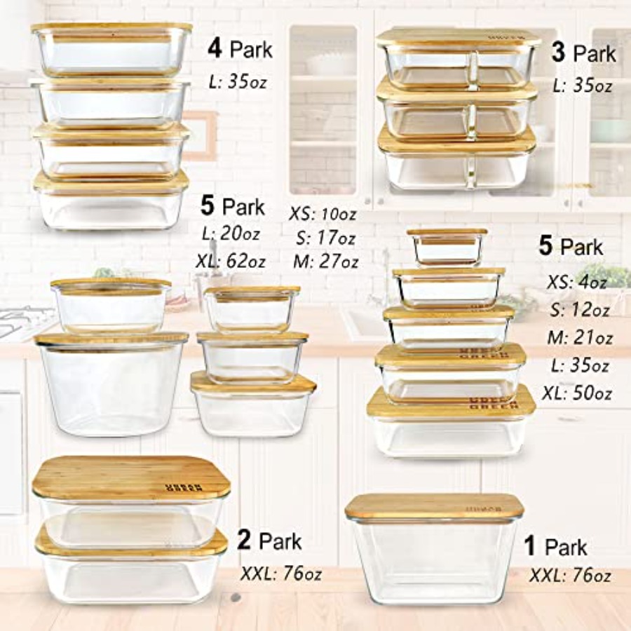 Glass Containers with Bamboo L - Food Storage Pantry ulasan dan harga