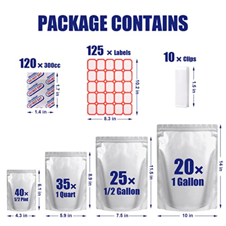 120 Mylar Bags for Food Storag - Food Storage Oxygen Absorbers ulasan dan harga